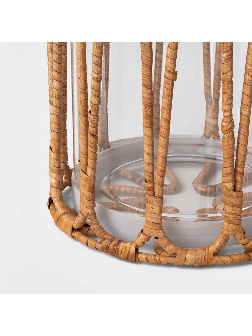 Threshold Rattan Wrapped Hurricane Candle Lantern , Large Size - Picture 4 of 9